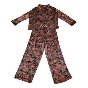 Vintage Intimate Essentials Pajama Set Lounge Wear 2 Piece Silky Women Size XL